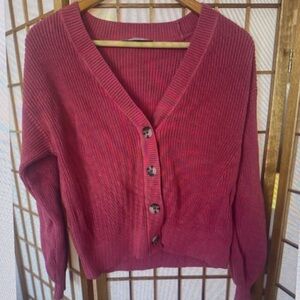 Women's Pink Button-Up Sweater